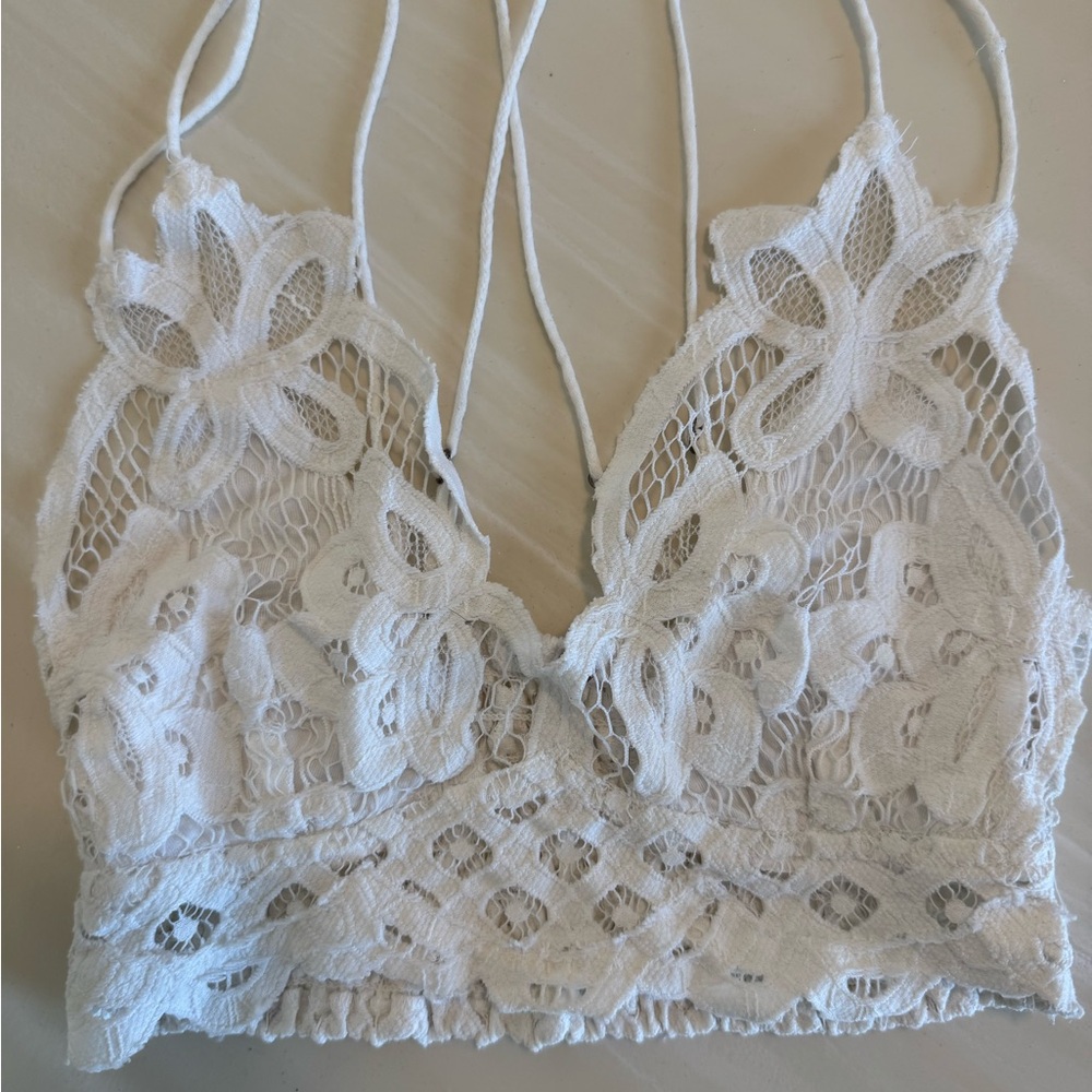 Free People White Lace Crop Top